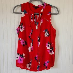 41 Hawthorn Breyson Pleat Detail Split Neck Blouse, Red, Medium